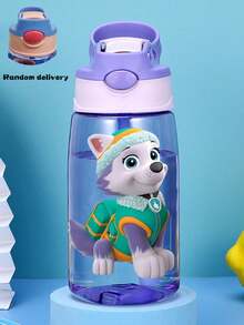1pc Paw Patrol Water Bottle, With Silicone Straw, 16oz, Leak-Proof Cap, 4 Color Options, Great For Back To School, Party, Travel, School Or Birthday Gift