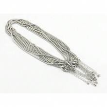 10PCS Rhodium Color Copper Snake Chain Necklace 16 Inch With 2\ Extension Chain (2.5MM, XL-1000) - 2.5毫米-10顆-鍍銠色 - 查看 3