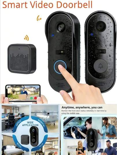 Smart Wireless Doorbell With Video Camera, 2.4G WiFi Security Camera, Suitable For Home Security With Night Vision, Voice Changer, Photo/Video Capture, Two-Way Audio, Chime (No WiFi), Rechargeable, APP Control, Ideal As Holiday Gift For Christmas, Valentine's Day, Men