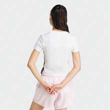 Adidas 女款 W 3S SJ BABY T 短袖针织无领短袖T恤 TJE1239 - 白色 - 查看 3