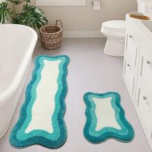 Aqua Blue Gradient Scalloped Runner Rug, 24x59 Inch Irregular Shape Bath Rug,Washable Absorbent Bathroom Runner Rug For Bedroom Bathtub Sink Shower - 150x61cmIrregularAqu - View 7
