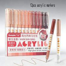 GuangNa 12/24 Colors High Gloss Acrylic Paint Marker Pen Set, Direct Liquid Ink, Soft Brush Tip Suitable For Fabric, Canvas, Stone, Glass, Wood, Paper, DIY Crafts, Art Supplies - Sets - View 13