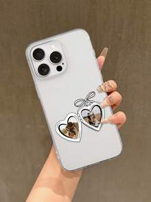 1pc Customized Heart Pattern Photo Transparent Full Coverage Precise Cutout Phone Case, Gift For Friends, Suitable For IPhone 11/12/13/14/15/16 Pro/16 Pro Max/16 Plus/17/Air/17 Pro/17 Pro Max S25/S25 Ultra/S25 Plus/S25 Edge/ Pixel 9 Pro XL. The Above Models Are Very Suitable As Valentine's Day Commemorative Gifts. - Clear - View 7