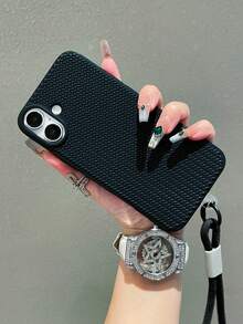 Keychain,Lanyard Premium Knitted Pattern Sweater Phone Case Compatible With IPhone 17/17AIR/17Pro/17ProMax/16/16Pro/16ProMax/15, 14, 13, 12, 11 Pro Plus, ProMax, X, XR, XSMax, 7, 8, SE2/SE3, With Matching Phone Lanyard Accessory, Shock-Proof And Drop-Proof Full Coverage Case - Black - View 3