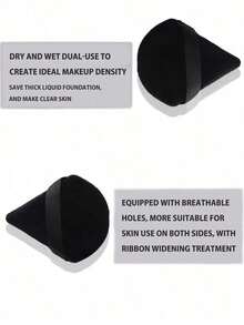 24pcs/15pcs/8pcs/3pcs Flocked Heart Makeup Sponge, Soft Fluffy Texture, Suitable Face & Body Powder Puff, Mixed Makeup Beauty Tools - Đen 2 - Xem 4