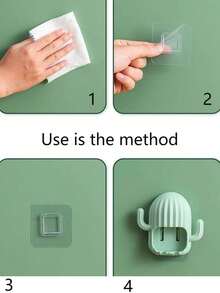 1pc Minimalist Multi-Function Cactus Toothbrush Holder, Wall-Mounted Toothbrush & Rinse Cup Storage Rack, Practical - Multicolor - View 6