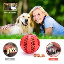 (Small, Medium, Large) Dog Dental Cleaning Ball - Chew Resistant, Stress Relief, Teeth Grinding, Elastic Food Dispenser Ball - Multicolor - View 2