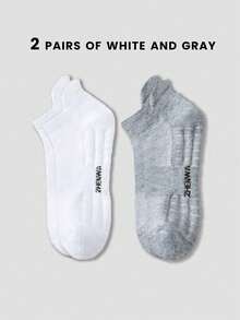 1/2/5双装 时尚耳形字母男女通用休闲篮球袜，毛巾布袜底，透气吸湿，防臭，多功能低帮运动休闲袜 - 彩色 - 查看 31