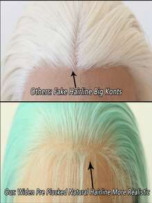 13x3.5 Inch Platinum Mint Green Synthetic Lace Front Wig, Straight Black Synthetic Lace Front Wig With Pre-Plucked Hairline, Heatproof Fiber Wig For Women - Multicolor - View 6