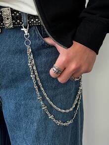 1pc Fashionable Punk Cross Waist Chain, Multi-Layer Geometric Metal Chain Body Chain, For Pants Decoration, Suitable For Daily, Music Festivals, Parties, Holiday Gifts - Cross Waist Chain - View 11