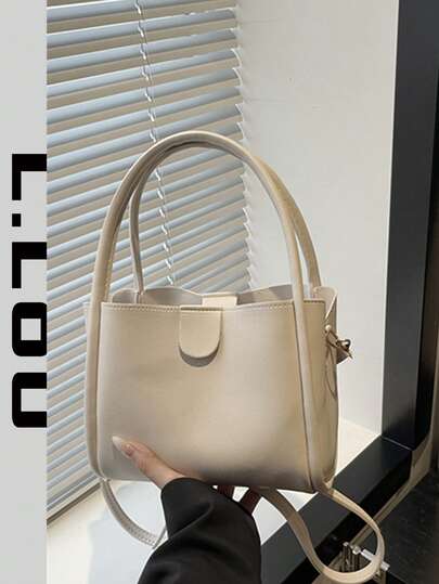 Fashionable Solid Color Handbag, New Ladies' Casual Tote Shoulder Bag, Exquisite High-End Basket Bag With Luxurious Feel, Bucket Bag For Commuting, Home, Shopping