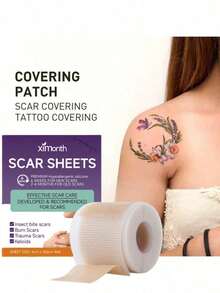 4 X 150cm Long Tattoo Cover Up Tape, Tattoo Cover Tape, Ultra Thin Patch, Suitable For Tattoo Scars And Birthmarks, Can Be Used As Concealer Skin Tone Cover Patch To Cover Scars And Tattoos. - Purple - View 8