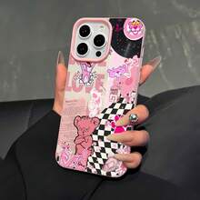 Funda para teléfono con estética retro de Pantera Rosa compatible con  17,  16 Pro Max,  15 Pro Max,  13 y  12, resistente al agua, a los golpes y a los arañazos. Un gran regalo para familiares, amigos, amantes, novios/novias y el Día de San Valentín. - Rosa - Ver 4