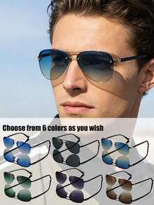 Fashionable Versatile Double-Bridge , Minimalist Streamlined Temples, Unisex, Suitable For Street Style, Gatherings, Vacation, And Commuting - Multicolor - View 9