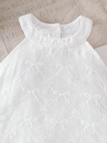 Baby Girls' Fashion Versatile Sweet Princess Cute Outgoing School Vacation Party White Bow Jacquard Embroidery Halter Neck Camisole Top And Pink White Butterfly Accent Floral Skirt 2 Piece Set, Summer - Pink - View 7