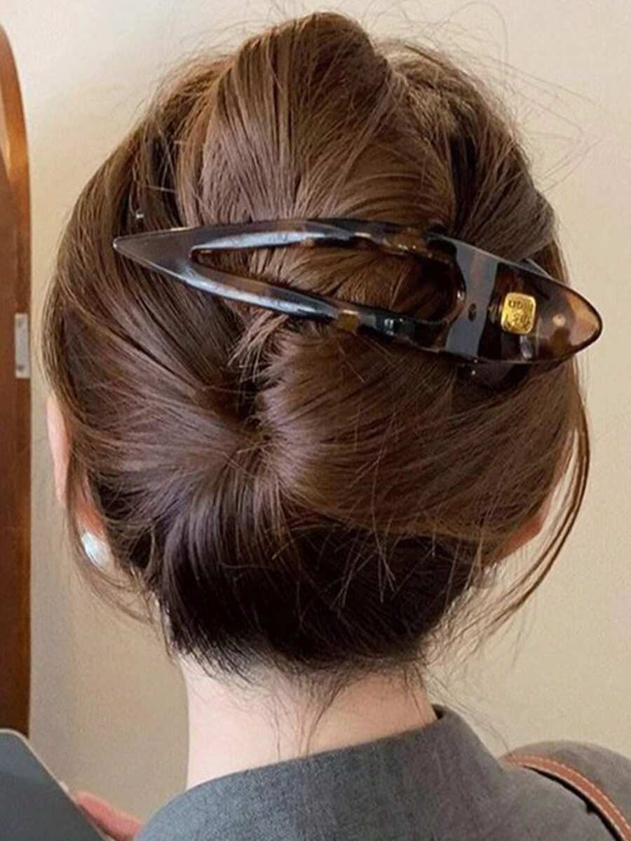 1个简约大号燕尾夹发夹，秋冬季女士发饰 - 黑色 - 查看 1