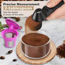 1 pieza Cuchara y embudo reutilizables para cápsulas de café, capacidad de 2 cucharadas, adecuado para café molido, polvo de proteínas, hojas de té - Multicolor - Ver 6