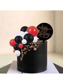 30个球形蛋糕装饰摆件，迷你气球蛋糕装饰棒，泡沫球蛋糕插签，蛋糕装饰，适用于婚礼、派对、生日装饰，红黑白三色可选。 - 彩色 - 查看 5