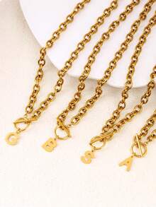 不锈钢OT扣项链/手链，26个英文字母吊坠，简约雕刻字母首饰，高端设计 - 項鍊 - 查看 4