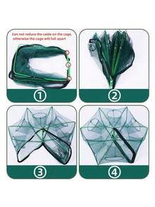 1pc Foldable Shrimp Trap, Hexagonal/Round Fishing Cage For Eel, Loach, Lobster, Mixed Fish, Crab, Fishing Net - Multicolor - View 7