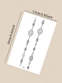 黑色条纹脊椎纹身贴纸，饰以简约星形元素、几何线条、日月星辰和莲花图案。临时纹身贴纸，适合DIY嘉年华、情人节、派对节日礼物，可贴于脊椎、胸部、腰部和腹部。防水纹身贴纸。 - 黑色 - 查看 11