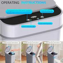 三模式感应窄型智能垃圾桶，适用于浴室、厨房和办公室，带盖，防臭，非接触式电动垃圾桶，适用于家庭、商业和公共厕所，实用乔迁礼物。 - 彩色 - 查看 3