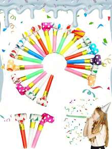 50pcs/30pcs/10pcs-Party Blower Blow Out Noisemaker Fun Party Blow Horn Colorful Birthday Blow Horn Whistle , Boys And Girls Party Favors (Colorful Paper Rolls),Birthday Blow Whistle Shower Party 3TR2 - Multicolor - View 6