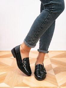 Women's Loafers, Round Toe Carved Flat Loafers, Outdoor Retro Shoes, Black Shoes, Women's Shoes, Casual Shoes - Black - View 4