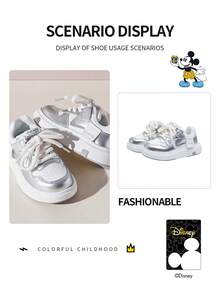 Disney 1 đôi giày thể thao trẻ em hợp tác cùng , thích hợp cho mặc hàng ngày, lễ hội, thể thao, hoạt động ngoài trời, thoải mái, chống trơn trượt, thoáng khí (Giày thể thao bé trai, giày trượt ván bé trai, giày thể thao trẻ em, giày thể thao bé gái, giày trượt ván bé gái) - Bạc - Xem 7