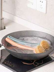 1个长柄锅刷，厨房清洁刷，适用于锅碗瓢盆，不刮伤且不粘锅 - 淺藍色 - 查看 2