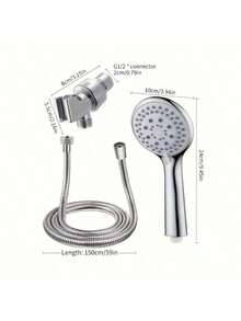 1 Set Handheld Adjustable High Pressure Shower Head With Bracket & Hose, Bathroom Shower Faucet, Bathroom Hardware, Bathroom Accessories, Enjoy Luxurious Bathing Experience - Square - View 12