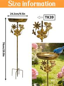 1件套复古铸铁鸟浴盆/喂食器组合 - 防锈五爪接地，经久耐用的手工金属材质，易于清洁，质朴的户外装饰，花园饮水盆，独立式鸟浴盆，经典庭院装饰，绝佳的节日礼物，适用于庭院、花园、稻田、农场 - 彩色 - 查看 14