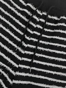 WAIT HIM 男士条纹抽绳腰带口袋休闲百搭日常短裤 - 黑與白 - 查看 6