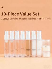 1SET Travel Containers, Portable Dispensing Bottle Sets, Vacuum Travel Dispensing Bottle Sets, Press Spray Bottles, Cosmetics, Perfumes, Lotions, Skin Care Products, Toners, And Moisturizers; Alcohol Spray Bottles. - Multicolor - View 2