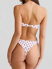 Womens Bandeau Bikini Sets Strapless Two Piece Swimsuit Y2K High Cut Cheeky Swimsuit Teen Girls Twisted Ruched Bathing Suit - Multicolor - View 3