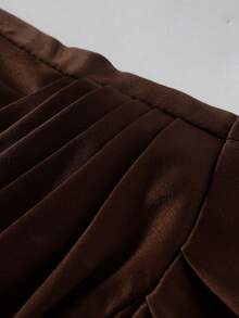 Schokoladenbraune Satin-Meerjungfrauenrock, sexy goldfarbene Ketten-V-Ausschnitt-Meerjungfrauenkleid, anliegendes weiches Damenkleid, Frühlings-/Sommer-Party Elegant - Kaffeebraun - Übersicht 9