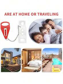 1pc Travel Portable Door Lock Extra Lock, Secure When Traveling And Staying In Hotels, Provide Extra Privacy And Security Portable Door Lock Home Security Door Lock Travel Locks For Additional And Privacy Perfect For Traveling Hotel Home Apartment College - 紅色 - 查看 3