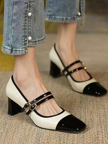 Women's High Heel Shoes - Black and White - View 2
