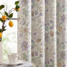 Nursery Curtains 95% Blackout Pink Floral Curtains For Girls Room 84 Inch Length Farmhouse Drapes For Bedroom Living Room Darkening Window Treatment Grommet Top Set Of 2 Panels - Floral Purple - View 1