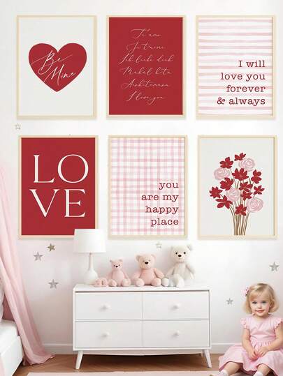 1pc Canvas Wall Art - Baby Goods – Valentine's Day Wall Decor, Printable Valentine's Day Decor, Valentine's Day Print, "Be My Valentine," "You Are My Joy" - Framed Nursery Wall Art Perfect For Playroom Decor Nursery Decor, Playroom Decor, Preschool Decor, Boy's Room Decor, Girl's Bedroom Decor, Children's Room Decor, Valentine's Day Decor