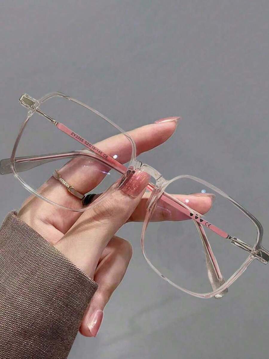 1副女士方形轻便时尚眼镜，透明镜片，装饰用途 - 彩色 - 查看 1