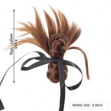 女士发髻假发发圈 | 双花发髻配蝴蝶结，编织发型造型工具，活力少女风 - 彩色 - 查看 13