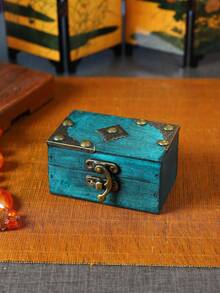 1pc Vintage Mini Wooden Jewelry Storage Box, Ring Necklace Packaging Box, Antique Wooden Box, Art Collection Box, Craft Wooden Box, Unique Gift Box, Antique Collectibles Storage Box, Secret Treasure Box - Multicolor - View 6