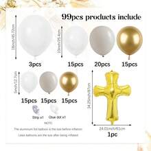 Bộ 10/99 bóng trang trí cổng vòm bóng bay cho lễ Rước lễ, bóng trang trí lễ Rửa tội, bao gồm bóng bay màu trắng, trắng ngà, vàng, bóng bay hình thánh giá vàng, bóng bay chữ "GODBLESS", thích hợp cho lễ Rước lễ, lễ Rửa tội, tiệc sinh nhật, cầu nguyện xin Chúa ban phước lành, chủ đề Tình yêu và Hòa bình, trang trí lễ Rước lễ lần đầu, trang trí lễ Thêm sức. - Nhiều màu - Xem 2