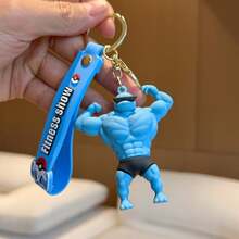 1pc New Muscle Pocket Monster Keychain: Cartoon Fitness Style Delicate Pendant - Bag Keyring Small Gift - Multicolor - View 3