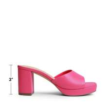 Women Minimalist Open Toe Heeled Mule Sandals Slip On, Thick Heel Casual High Heel Sandals For Outdoor Spring/Summer - Màu Hồng Tươi - Xem 6