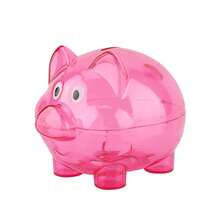 1个蓝色/绿色/粉色/橙色卡通透明塑料小猪存钱罐，创意储蓄罐，幼儿园礼物，儿童生日返校礼物，男孩女孩通用硬币存钱罐