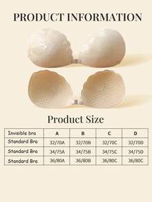 1pc Women Invisible Push-Up Lace Bra With Clear Straps, Self-Adhesive Lifting Backless Bra, Elegant Strapless Bras For Wedding Dresses & Evening Gowns - Multicolor - View 10