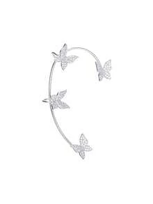 One Elegant Alloy Metal Butterfly Earring Set In A Golden Silver Tone Suitable For Ladies To Wear Daily. - Silver - View 2