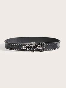1 chiếc thắt lưng thời trang unisex kiểu Punk Y2K với khóa hình ngọn lửa và đinh tán màu đen, phù hợp với quần jeans, áo khoác da, phong cách rock, các bữa tiệc, buổi hòa nhạc, tụ họp, đường phố và các hoạt động ngoài trời. - Đinh tán ngọn lửa đen - Xem 13